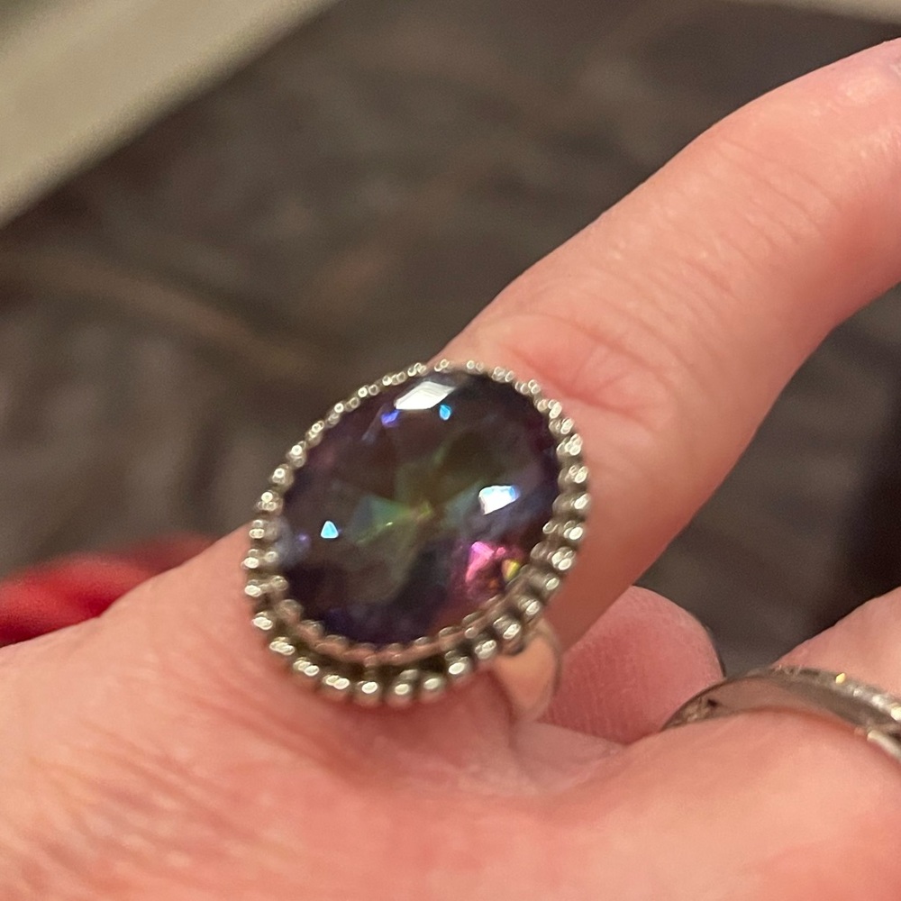 Dazzling faceted Mystic Topaz Ring